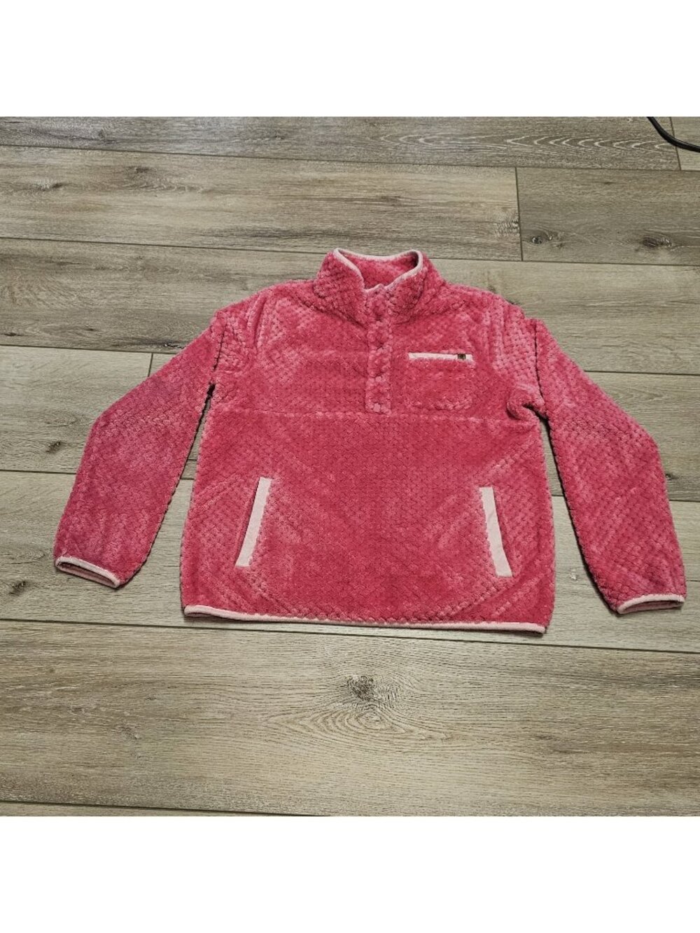 Simply Southern Simply Soft Sherpa Fleece Pullover 1/4 Snap Pink Women’s Size S